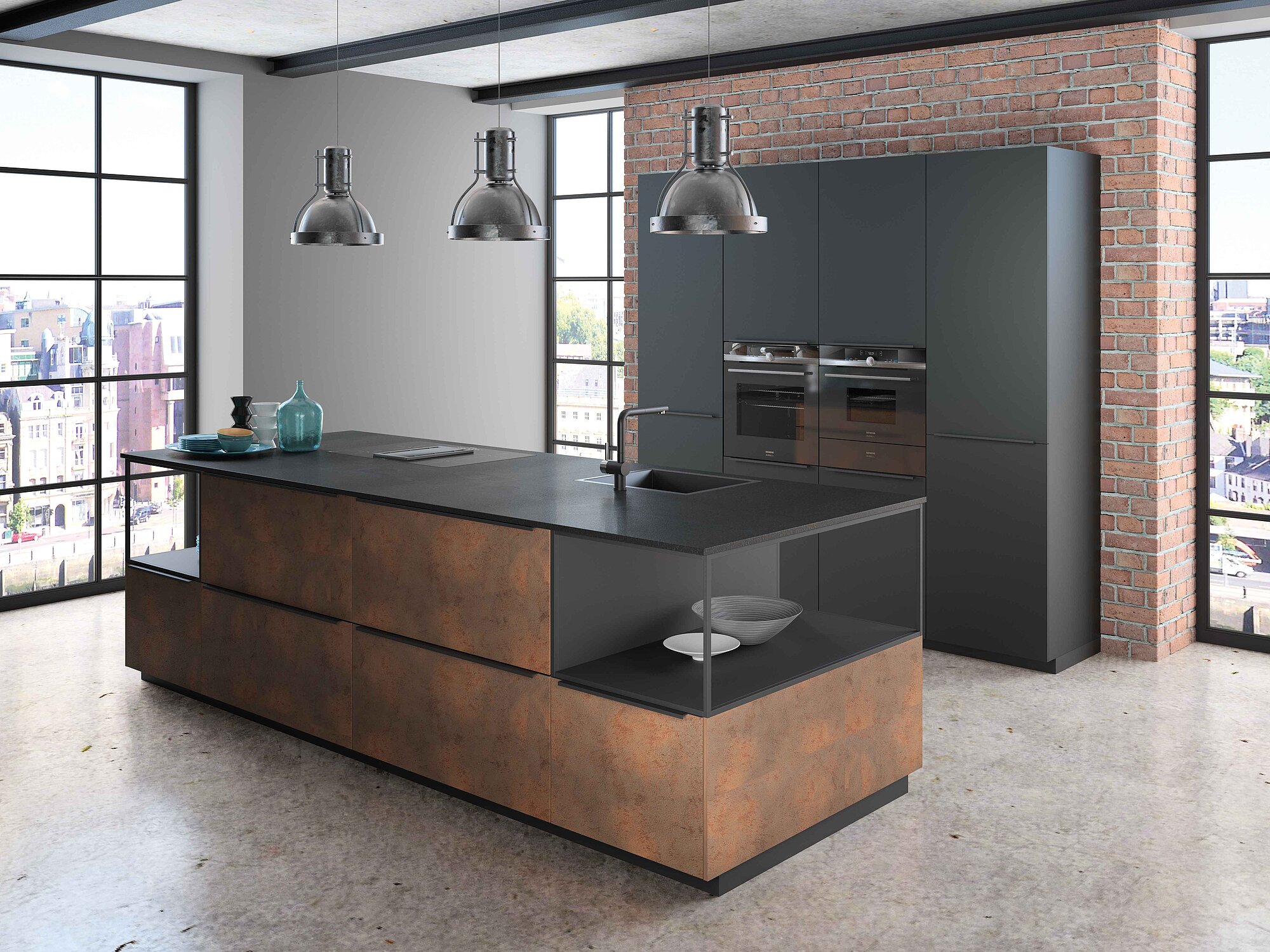 Moderne Küche mit Keramik Arbeitsplatte Moderne Küche mit Keramik Arbeitsplatte
